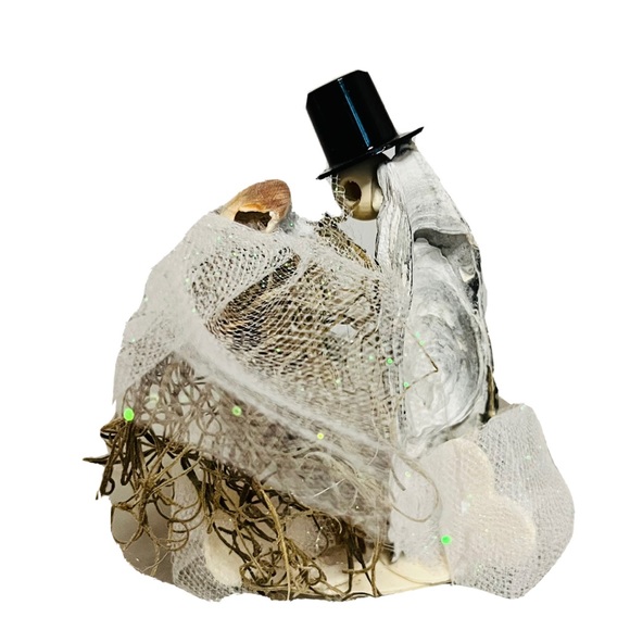 Handmade Beach Wedding Cake Topper Seashells Spanish Moss Southern Decoration - Picture 7 of 10